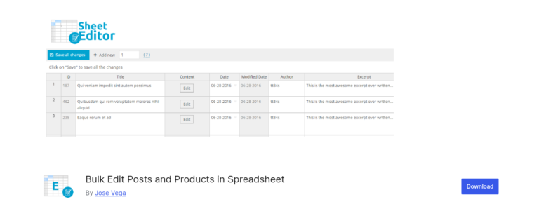 Bulk Edit Posts and Products in Spreadsheet