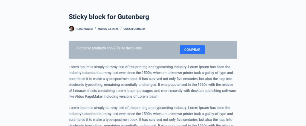 Sticky block for Gutenberg