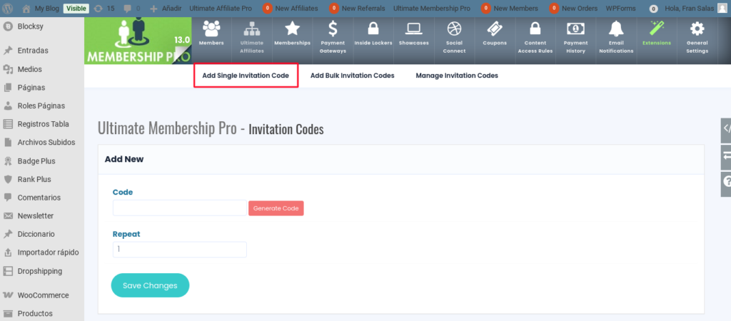 Ultimate Membership Pro – Invitation Codes plugin