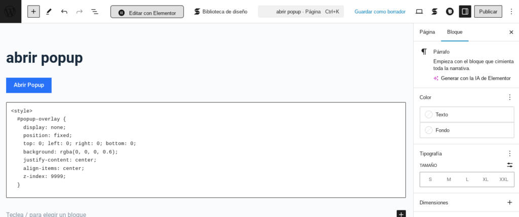 abrir popup clic boton wordpress