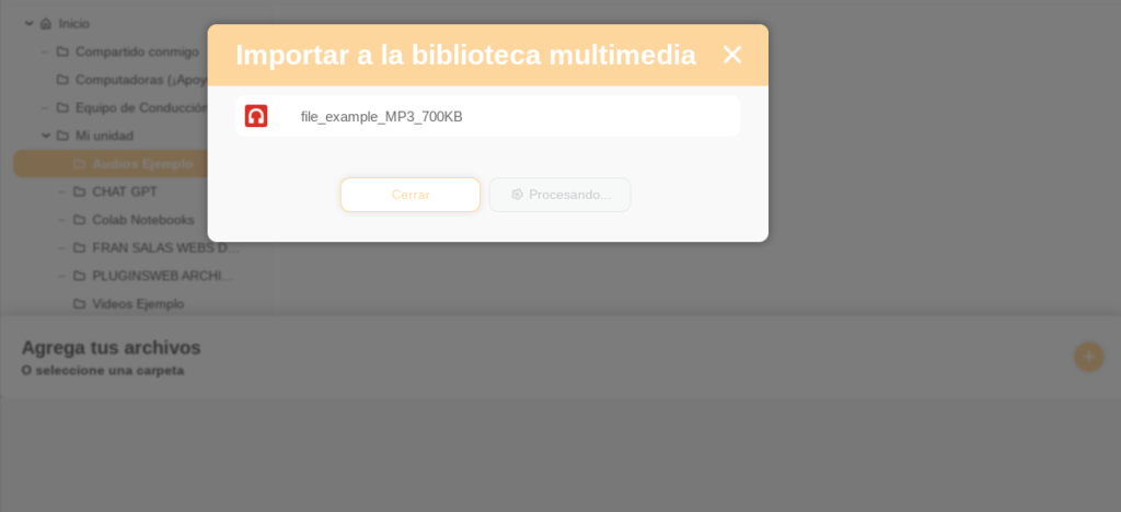 biblioteca de medios wordpress use your drive