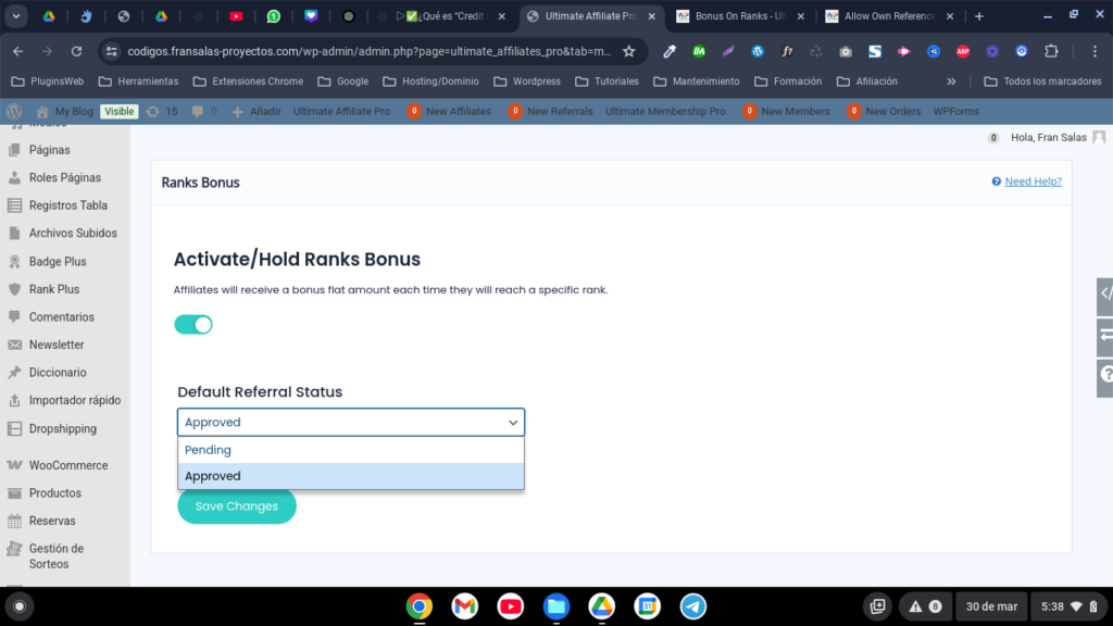 bonus ranks ultimate affiliate pro wordpress plugin