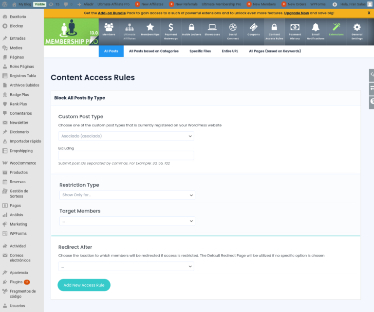 content access rules ultimate membership pro