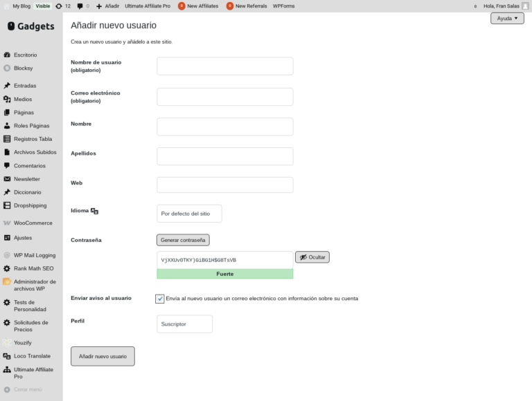 css admin wordpress