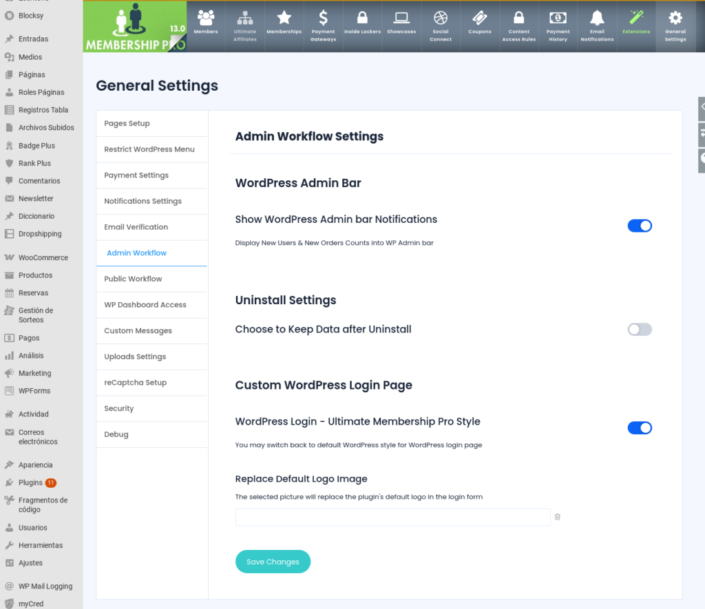 editar login ultimate membership pro