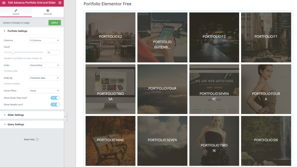 elementor Advance Portfolio Grid, Slider and Gallery – Showcase Projects, Images and Videos