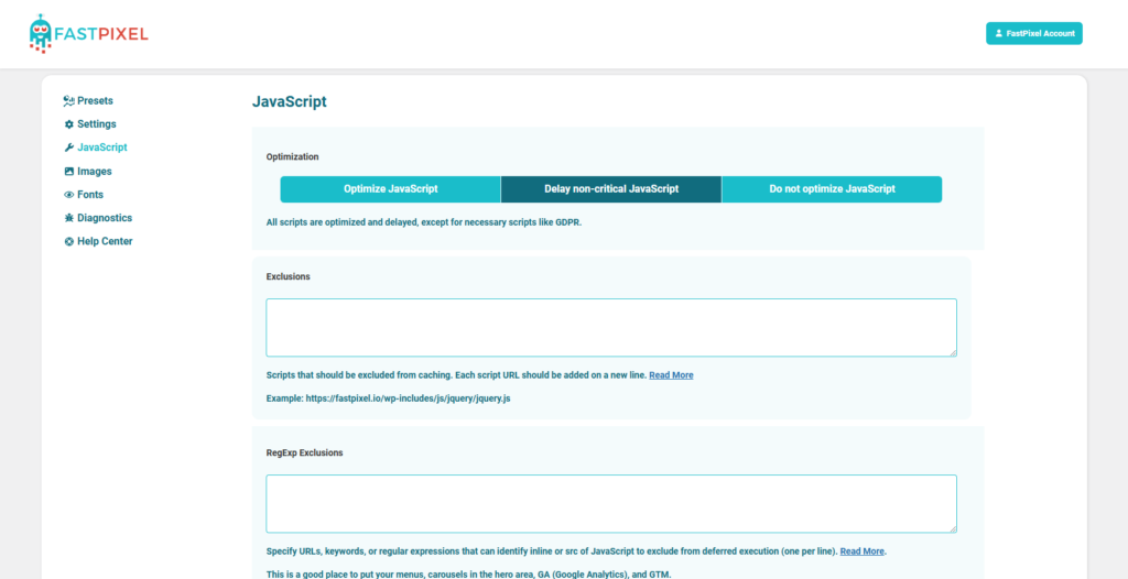fastpixel javascript wordpress plugin