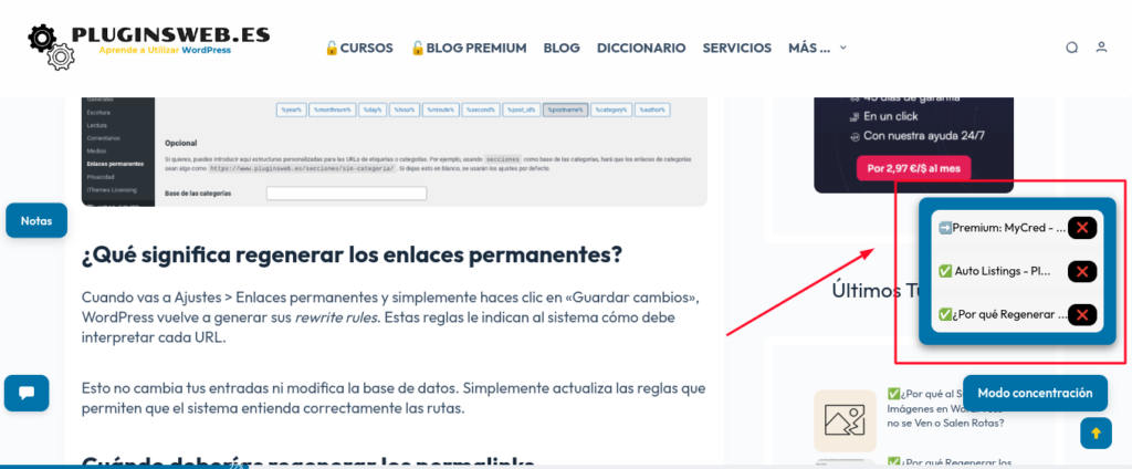 favoritos bloc de notas wordpress