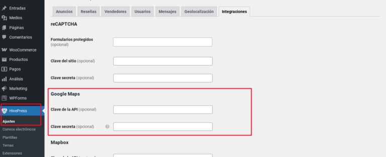 google maps api hivepress