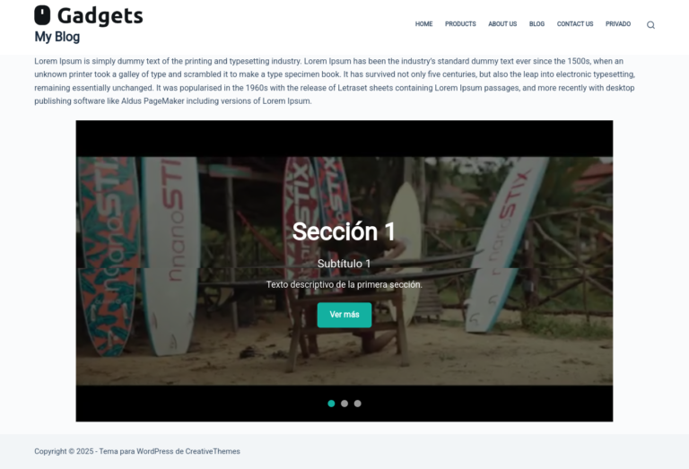 hero youtube slider dinamico gutenberg