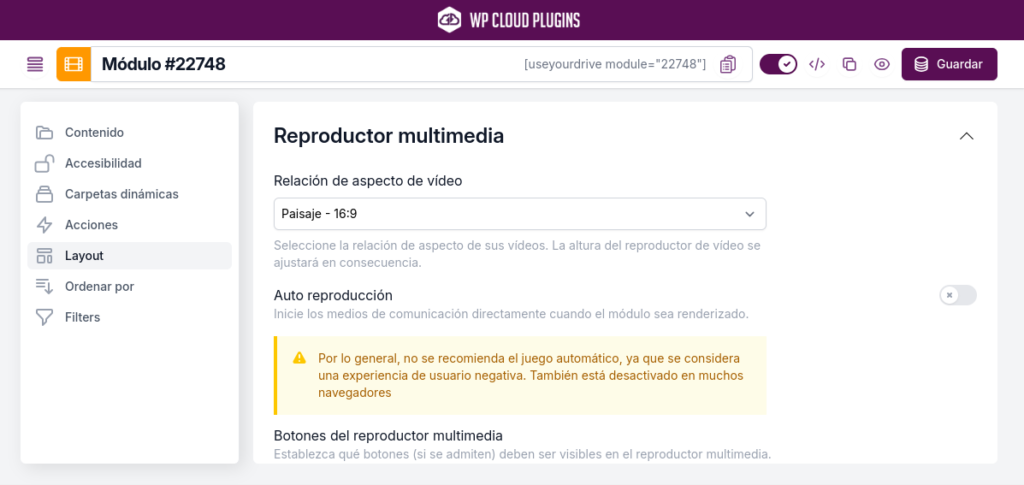opciones video use your drive