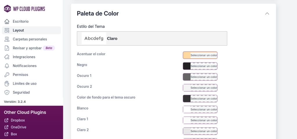 paleta de color layout use your drive