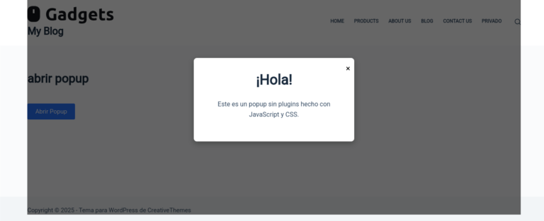 popup wordpress boton clic gutenberg