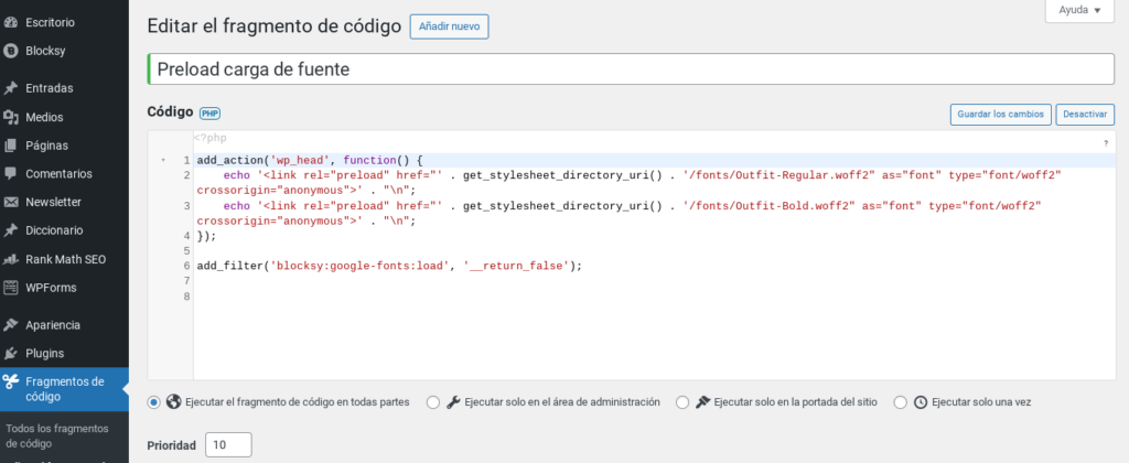 preload google fonts local wordpress