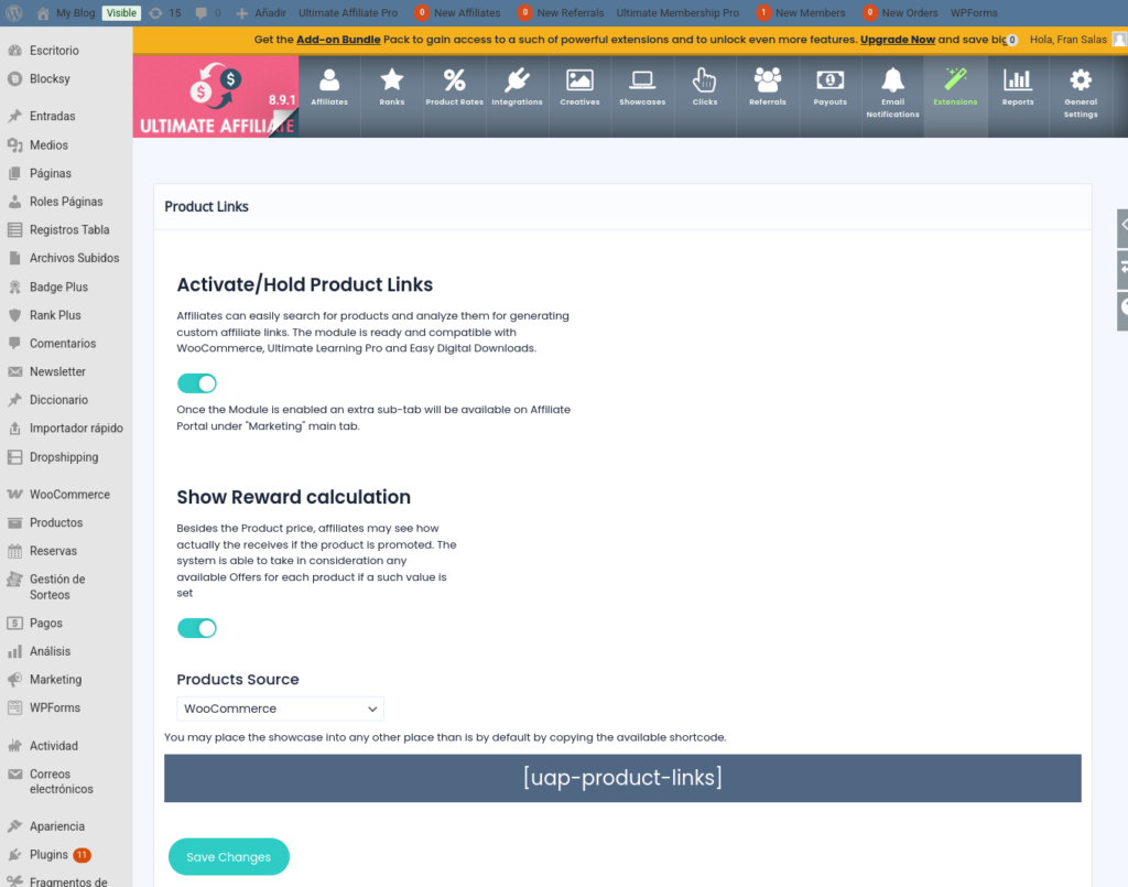 product links ultimate affiliate pro
