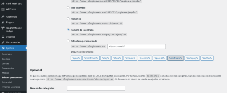 regenerar enlaces permanentes wordpress