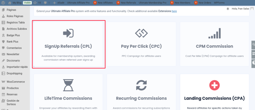signup referrals ultimate affiliate pro