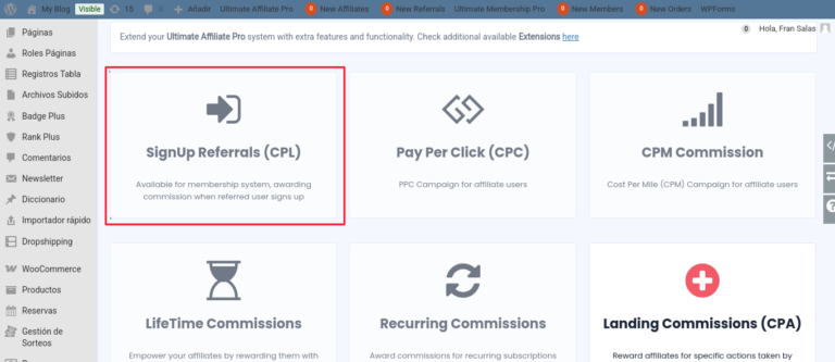 signup referrals ultimate affiliate pro