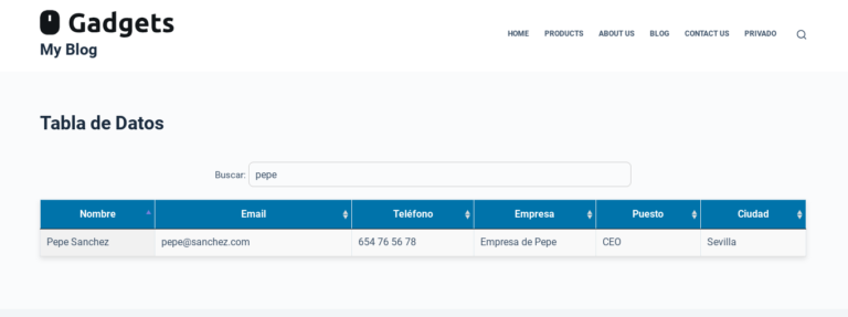 tabla de datos en wordpress sin plugins