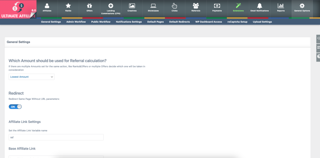 ultimate affiliate pro Configuración para priorizar el valor más bajo en las comisiones.