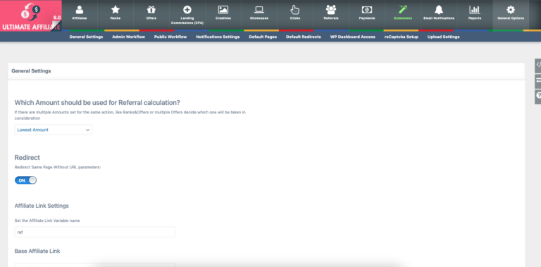 ultimate affiliate pro Configuración para priorizar el valor más bajo en las comisiones.