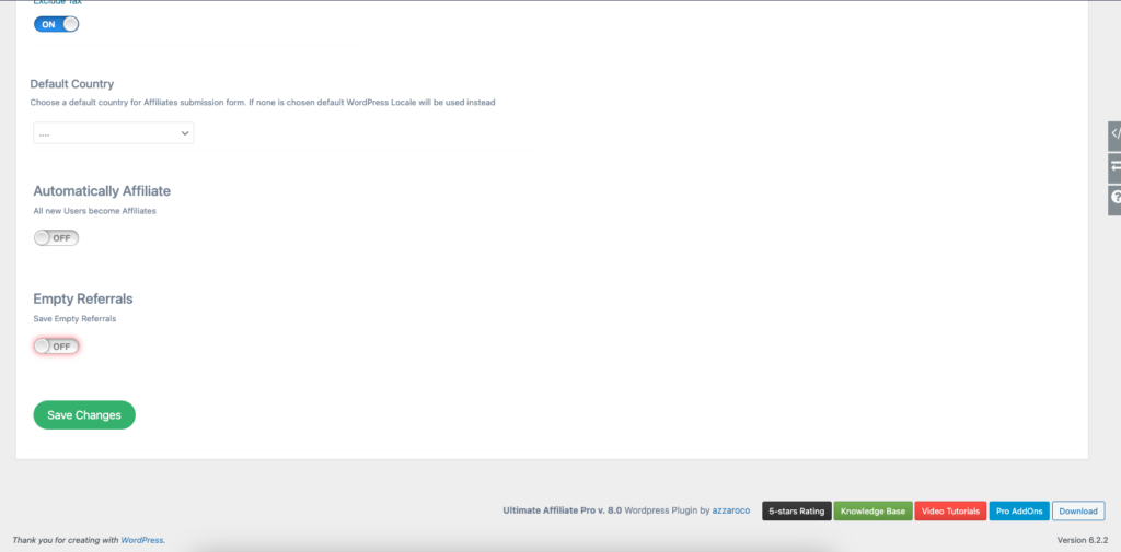 ultimate affiliate pro Opción para evitar almacenar comisiones de importe cero.
