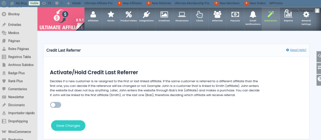 ultimate affiliate pro credit last affiliate