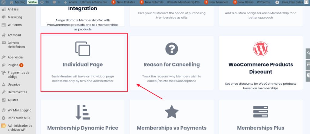 ultimate membership pro pagina individual