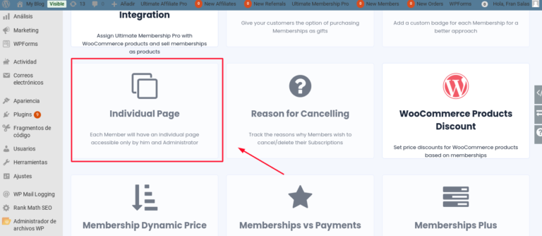 ultimate membership pro pagina individual