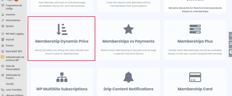 ultimate membership pro precios dinamicos wordpress
