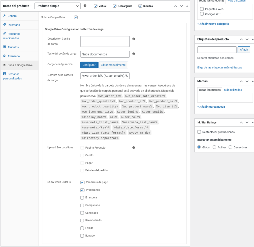 use your drive woocommerce subidas