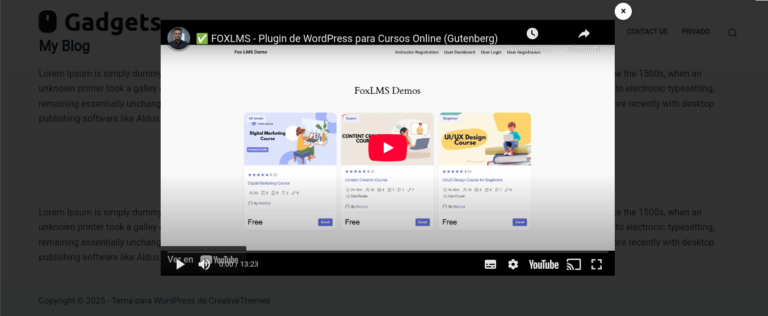 video boton popup gutenberg wordpress