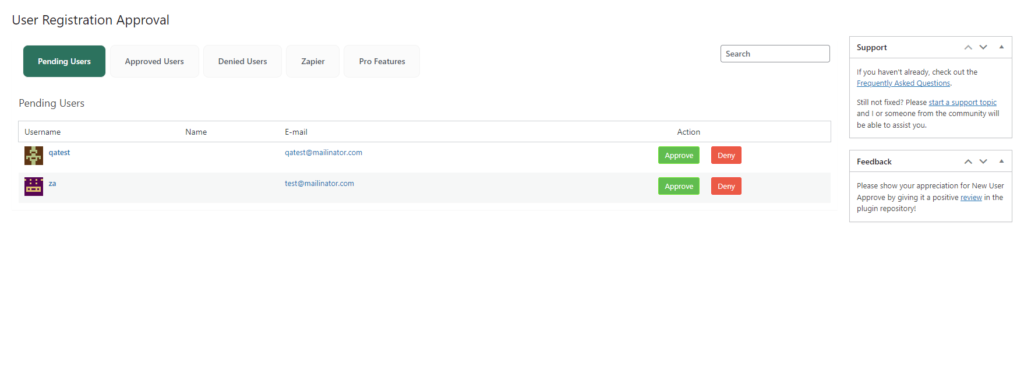 wordpress New User Approve