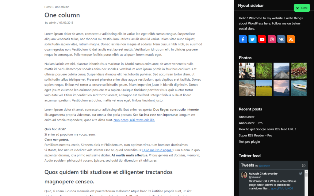 wordpress Ultimate Floating Widgets – Make popup sidebars