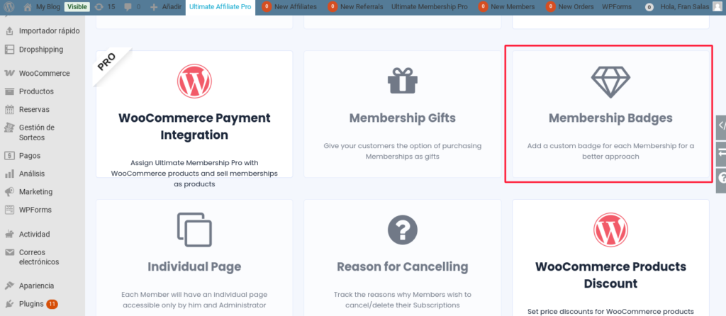 wordpress membership badges ultimate membership pro