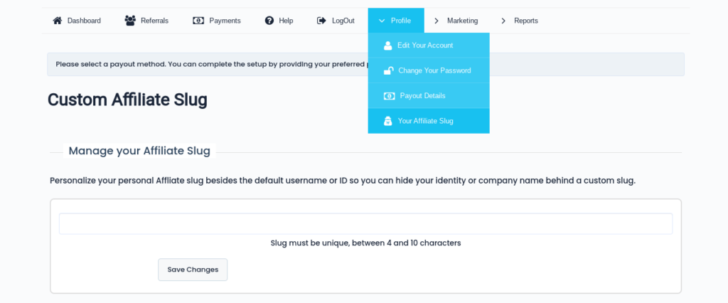 wordpress plugin ultimate affiliate pro custom affiliate slug