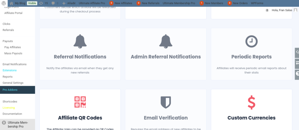 wordpress plugin ultimate affiliate pro referral notifications