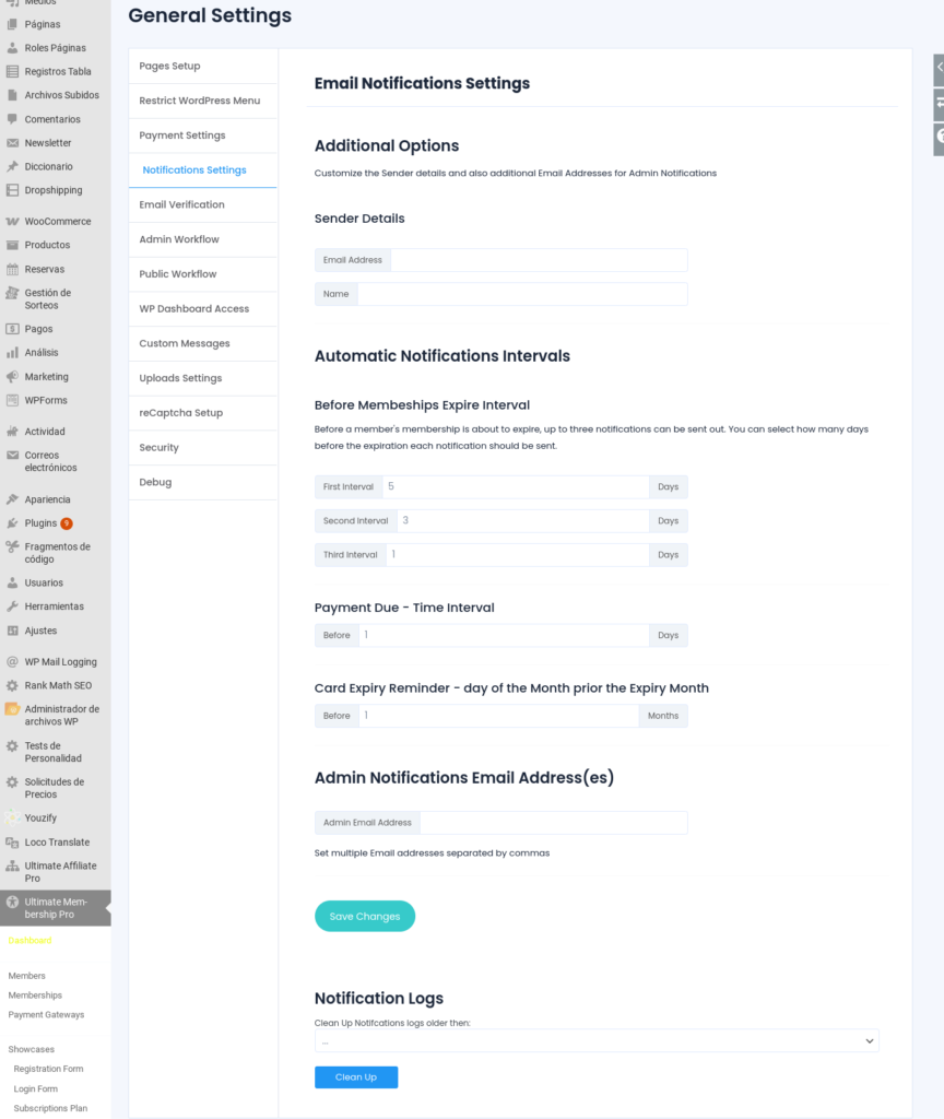 wordpress ump notificaciones