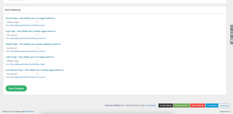 Cómo Configurar Redirecciones Específicas en Ultimate Affiliate Pro