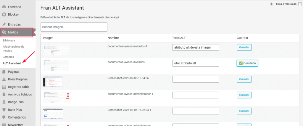 agregar atributo alt imagenes wordpress