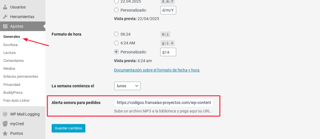 alerta sonido woocommerce pedidos