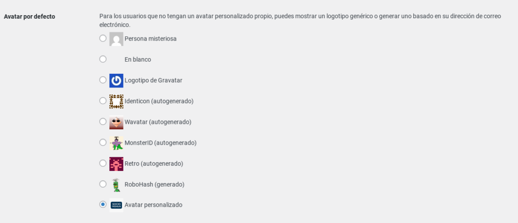 avatar personalizado wordpress