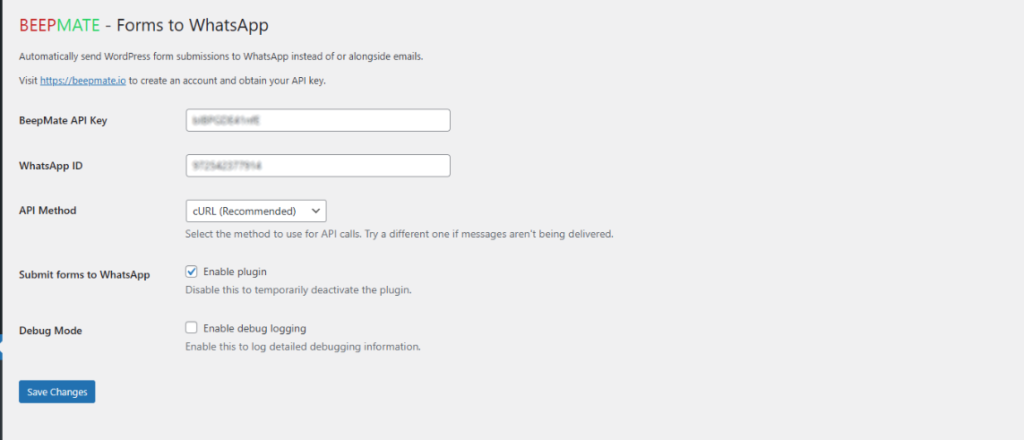 beepmate configuracion wordpress plugin whatsapp
