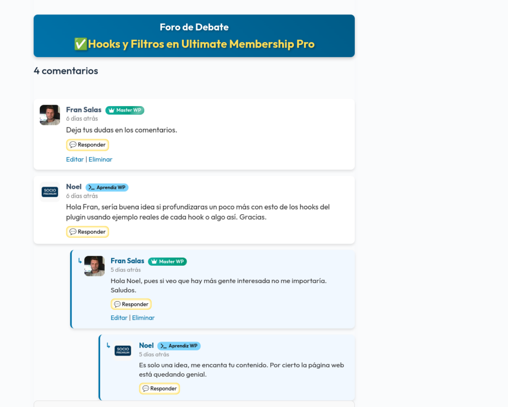 comentarios foro wordpress