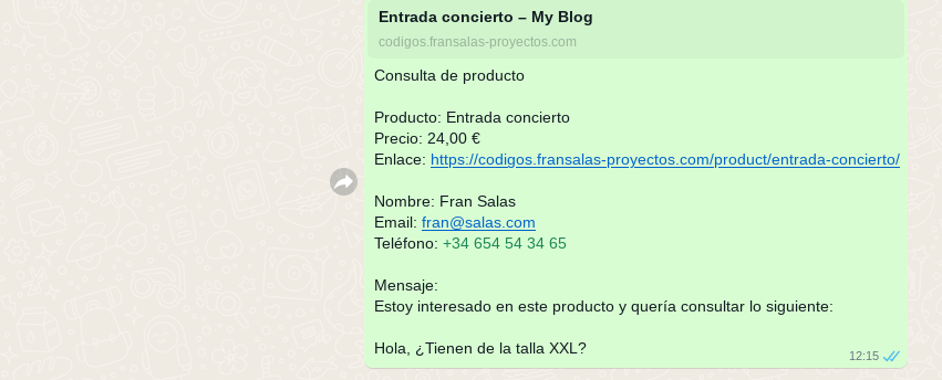 consultas whatsaap woocommerce pestaña