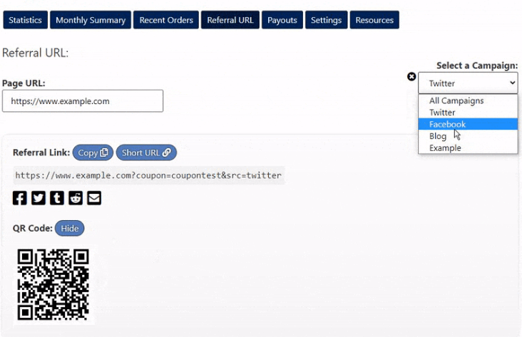 coupon affiliates codigos qr