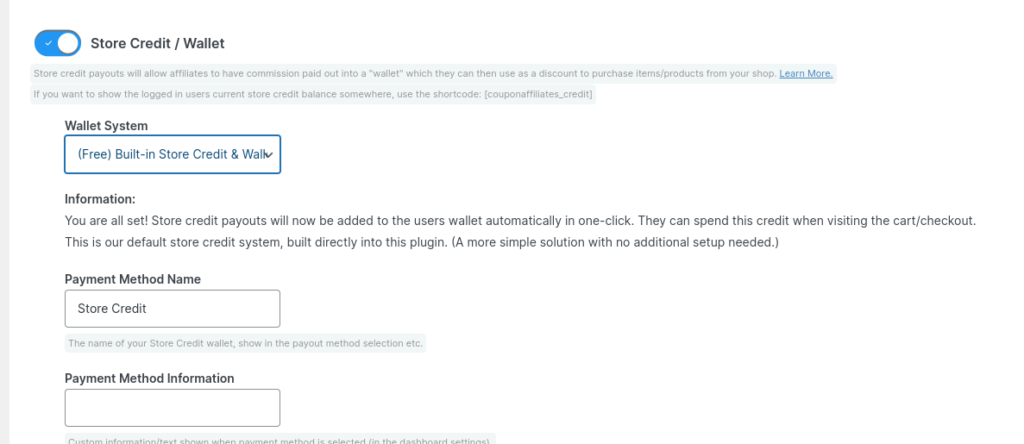 coupon affiliates store credit payouts
