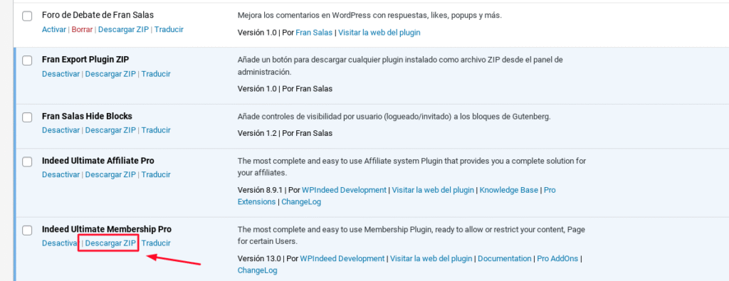 descargar plugin desde admin wordpress