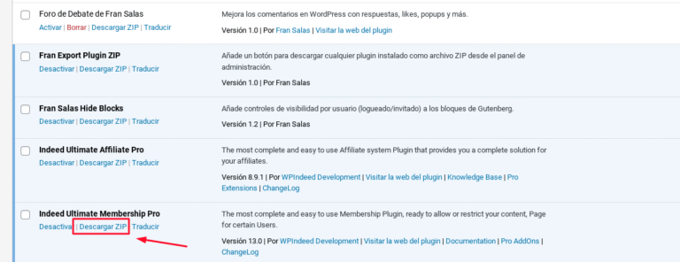 descargar plugin desde admin wordpress