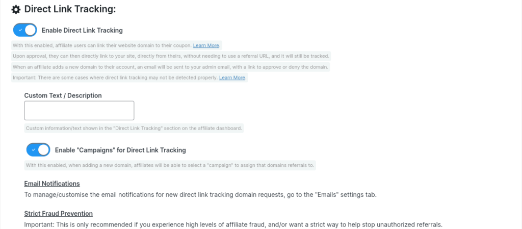 direct link tracking coupon affiliates plugin